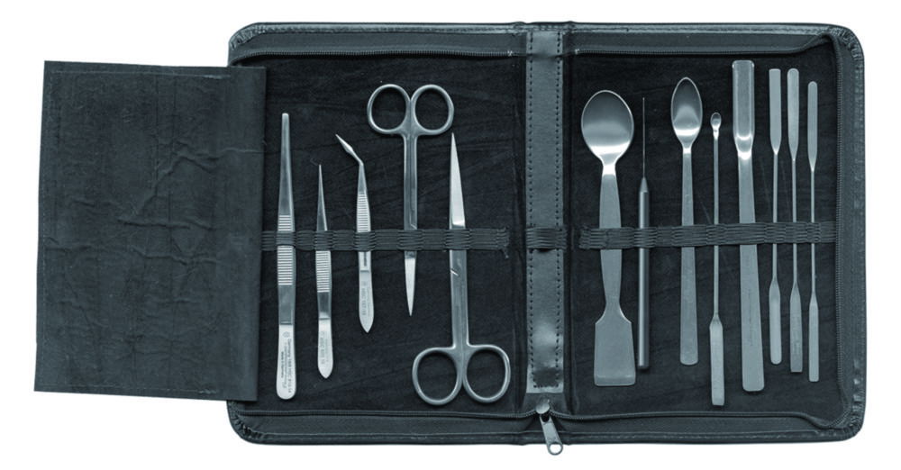 Chemist's large instrument set, 13-pieces Chemist's large instrument set, 13-pieces