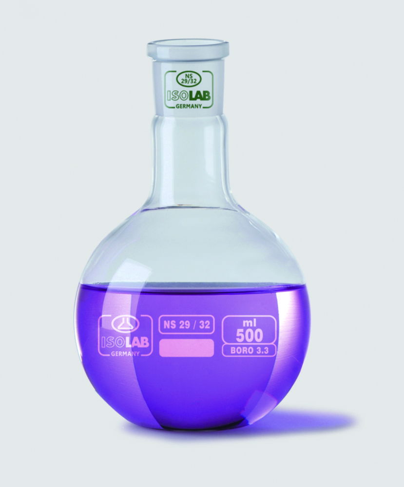 Flat bottom flasks, NS joint neck, borosilicate glass 3.3