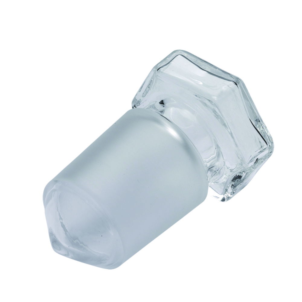Hollow stoppers, hexagonal plate, glass Hollow stoppers, hexagonal plate, glass