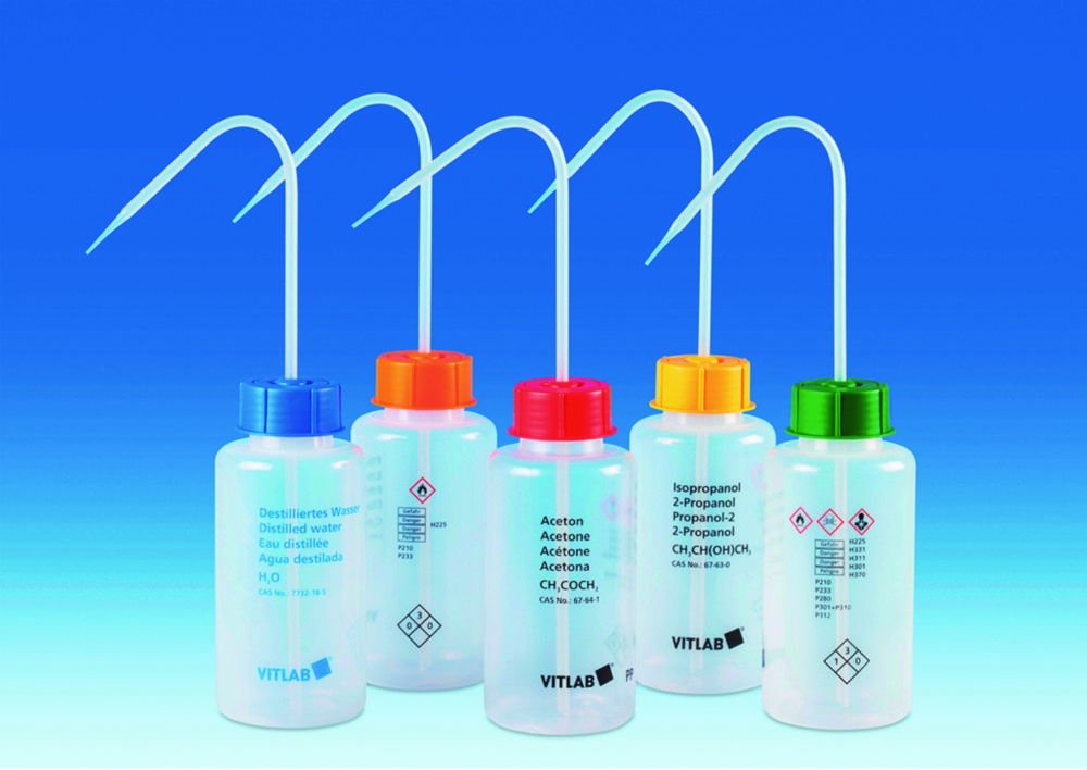 VITsafe™ safety wash bottles, wide-mouth, PP/LDPE
