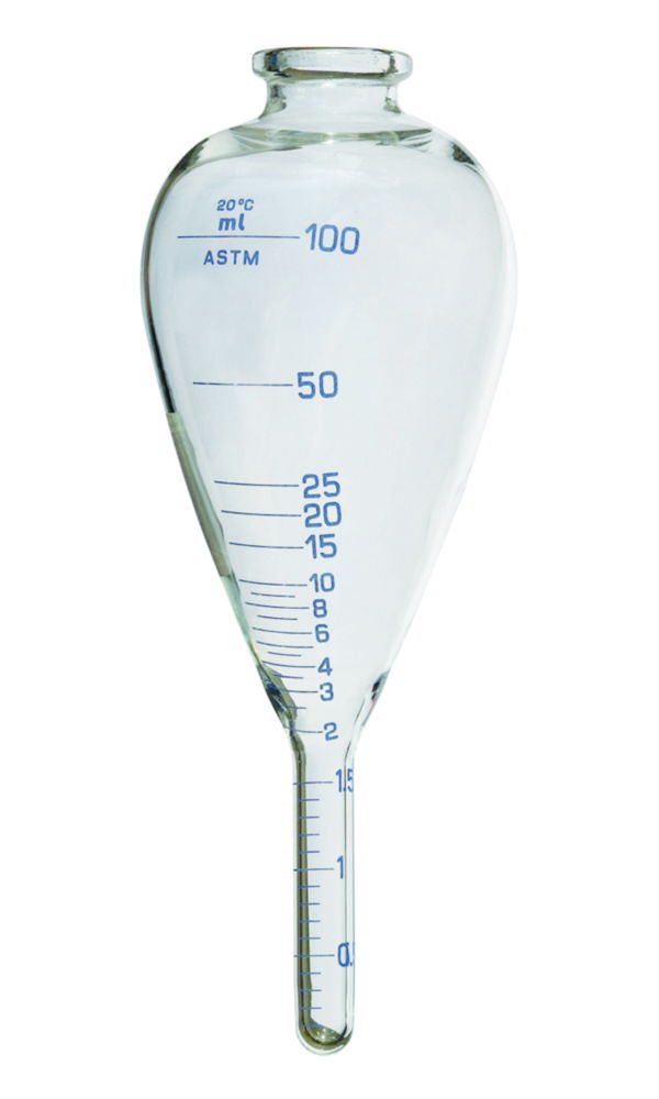 ASTM centrifuge tube, pear-shaped with cylindrical base, borosilicate glass 3.3 ASTM centrifuge tube, pear-shaped with cylindrical base, borosilicate glass 3.3