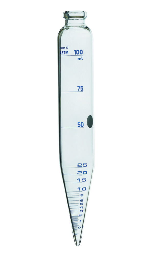 ASTM centrifuge tube, cylindrical, with conical base, borosilicate glass 3.3 ASTM centrifuge tube, cylindrical, with conical base, borosilicate glass 3.3