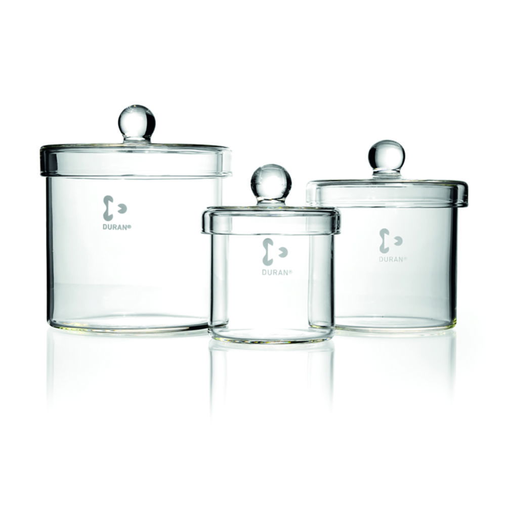 Glass cylinders with knob lid, DURAN® Glass cylinders with knob lid, DURAN®