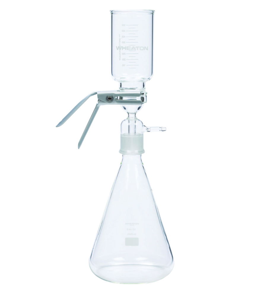 Filtering apparatus with fritted glass support, with anodized aluminum clamp and ground joint NS40/35 Filtering apparatus with fritted glass support, with anodized aluminum clamp and ground joint NS40/35