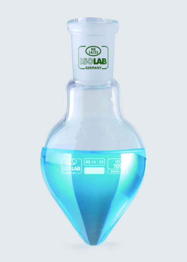 Pear shape flasks, borosilicate glass 3.3