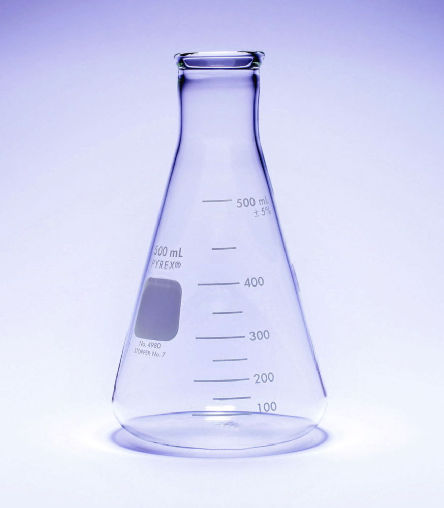 Erlenmeyer flasks, PYREX®, narrow neck, reinforced rim Erlenmeyer flasks, PYREX®, narrow neck, reinforced rim