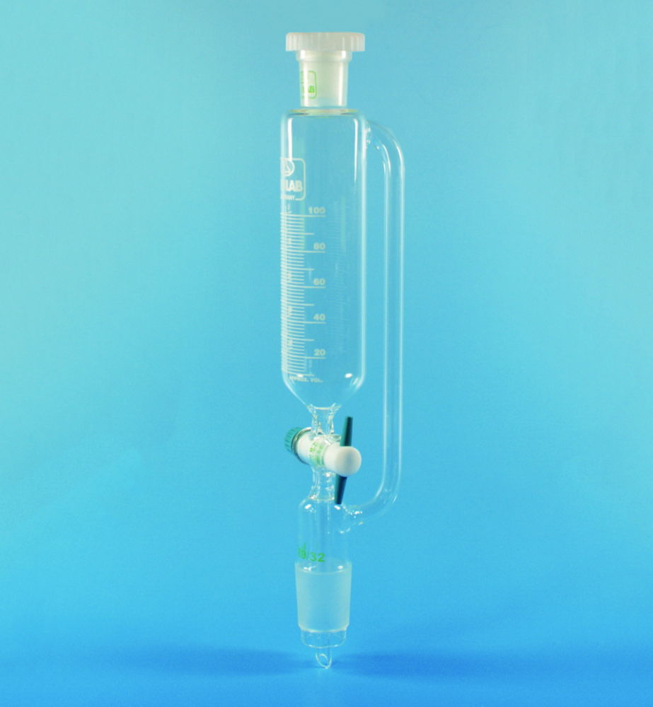 Dropping funnels, cylindrical, with pressure equalizing tube, Borosilicate glass 3.3