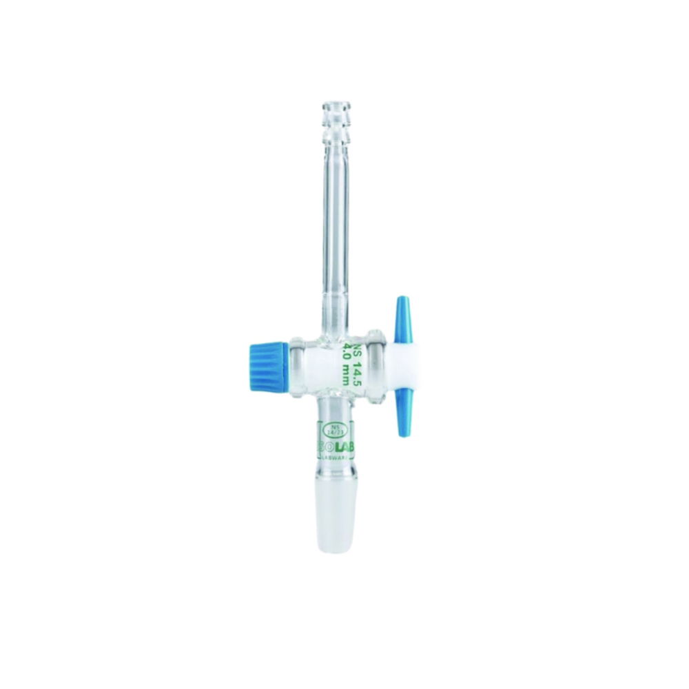 Adapter for tubing, borosilicate glass 3.3, angled (90°), with stopcock Adapter for tubing, borosilicate glass 3.3, angled (90°), with stopcock