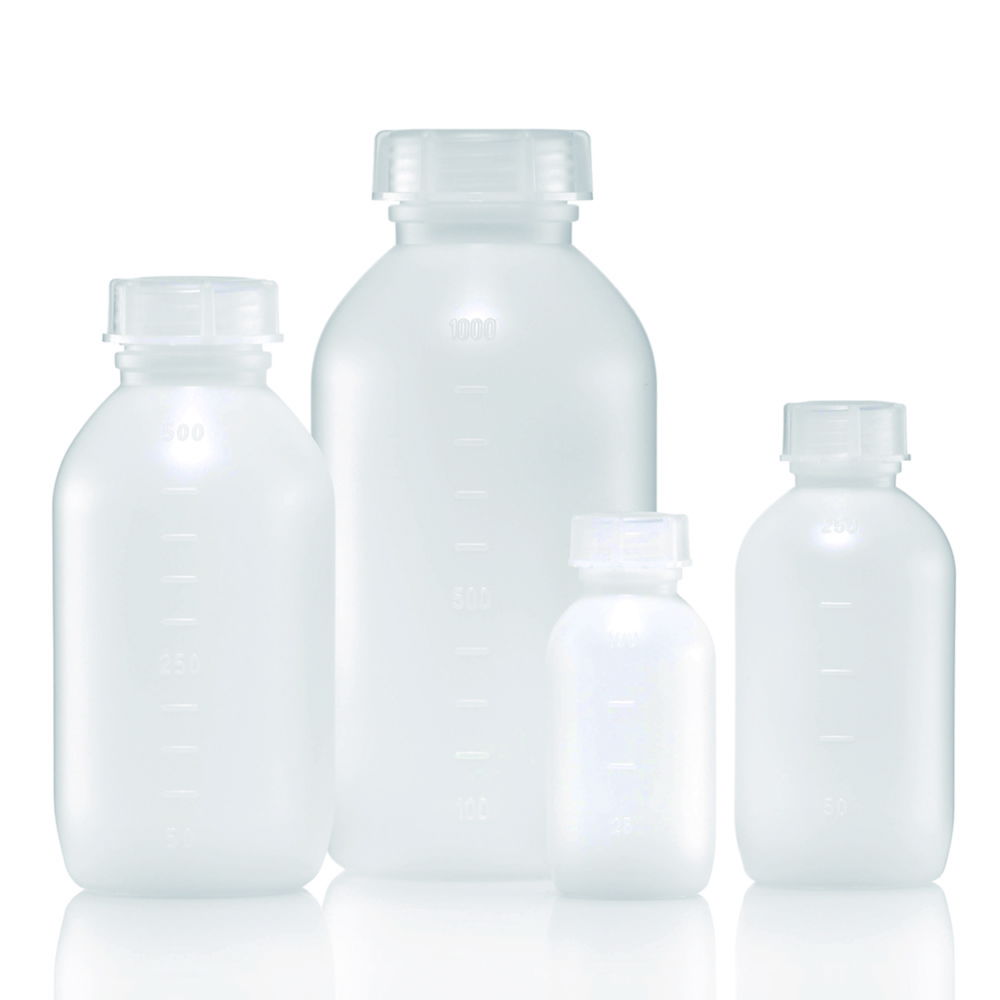 Medium neck bottles, series 307, HDPE with screw cap, PP Medium neck bottles, series 307, HDPE with screw cap, PP