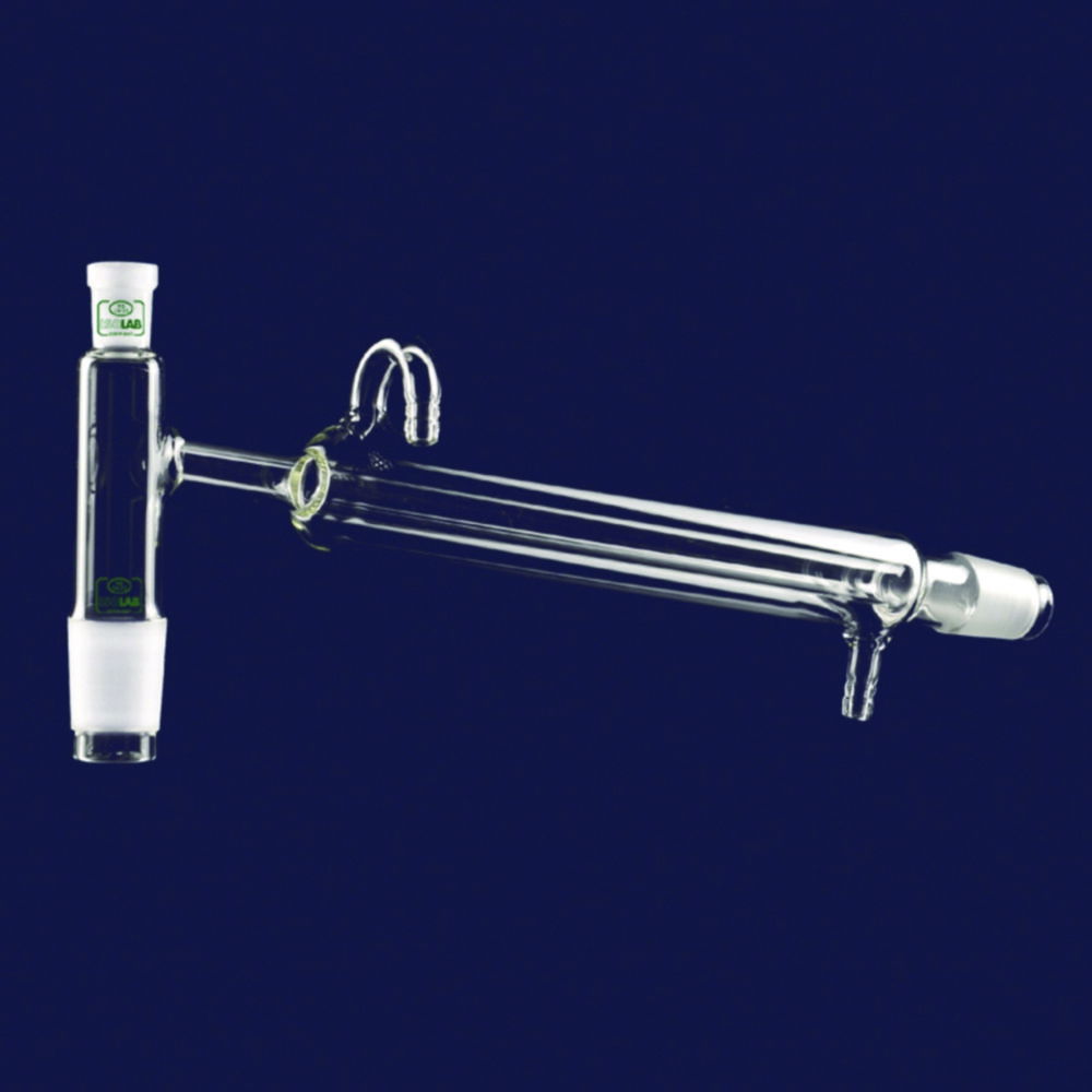 Stillheads, ground glass joint, with integral Liebig condenser