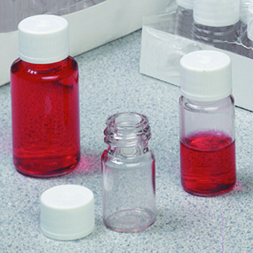 Diagnostic bottles Nalgene™, PETG, with white screw cap, HDPE Diagnostic bottles Nalgene™, PETG, with white screw cap, HDPE