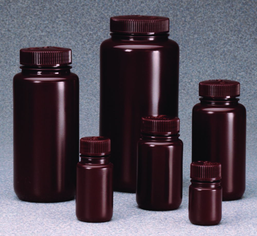 Wide-mouth bottle Nalgene™ Economy, HDPE, with screw cap, PP, brown Wide-mouth bottle Nalgene™ Economy, HDPE, with screw cap, PP, brown