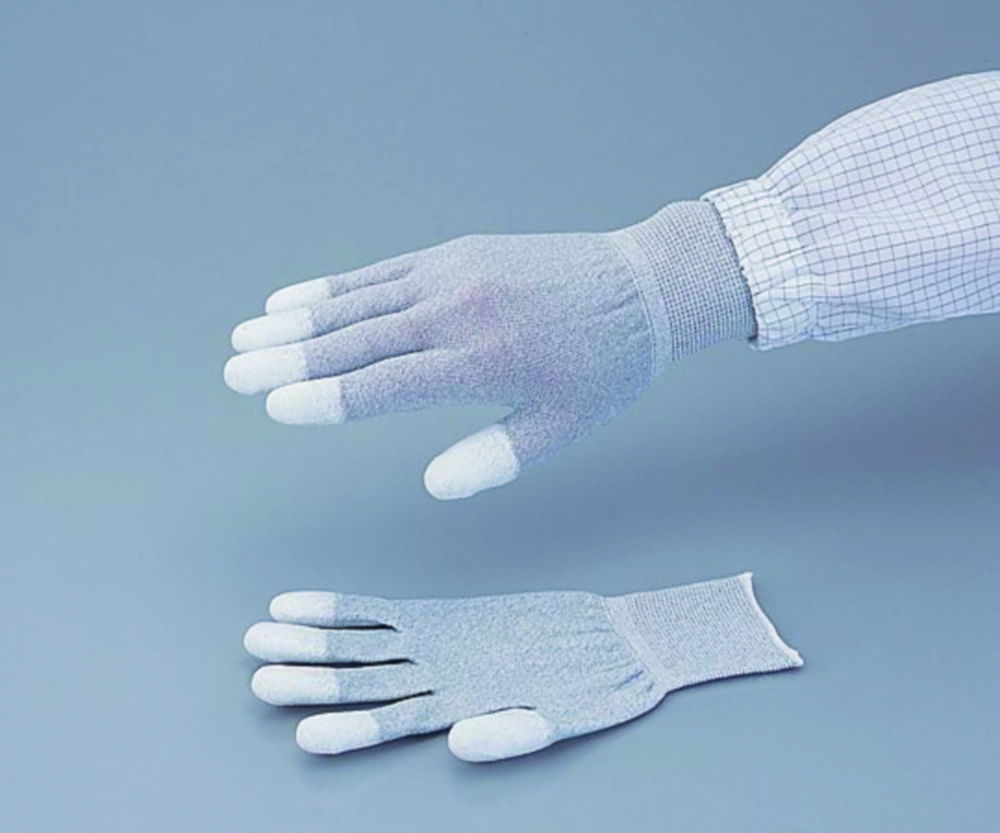 Conductive Gloves ASPURE, Anti-static, grey, Nylon, coated fingertips