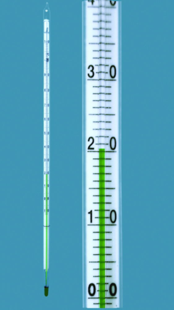 General purpose thermometer, enclosed-scale type, green filling General purpose thermometer, enclosed-scale type, green filling
