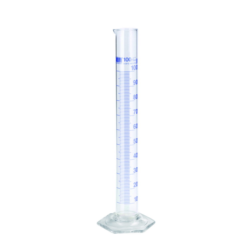 Measuring cylinders, DURAN®, tall form, class B, blue graduation Measuring cylinders, DURAN®, tall form, class B, blue graduation