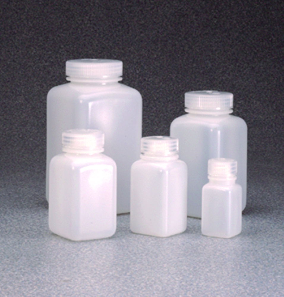 Square bottles, wide-mouth Nalgene™, HDPE Square bottles, wide-mouth Nalgene™, HDPE
