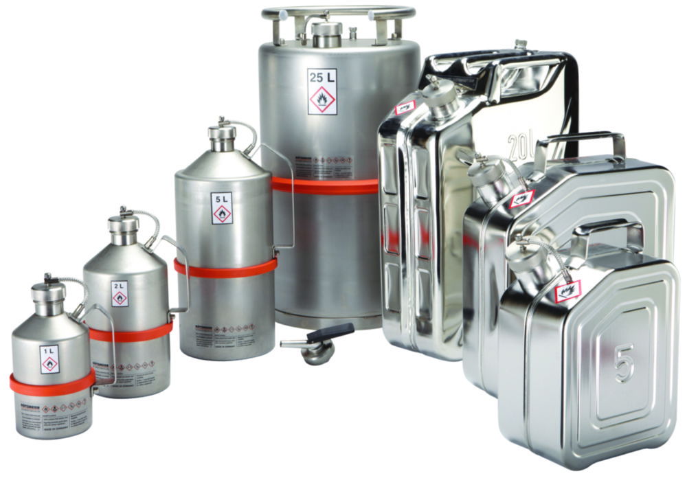 Safety transport canister for solvents, with pressure control valve Safety transport canister for solvents, with pressure control valve