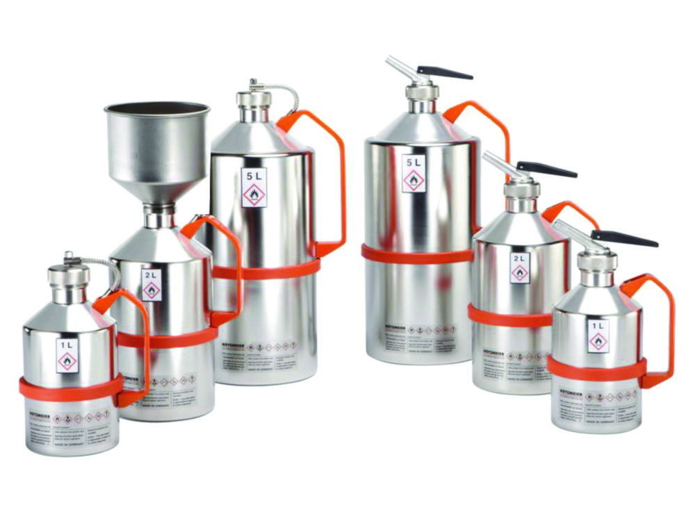 Safety cans for solvents, with screw-cap 1¼", polished Safety cans for solvents, with screw-cap 1¼", polished