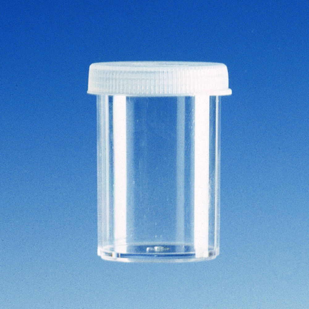 Sample cups, PS, with snap-on lid, PE Sample cups, PS, with snap-on lid, PE