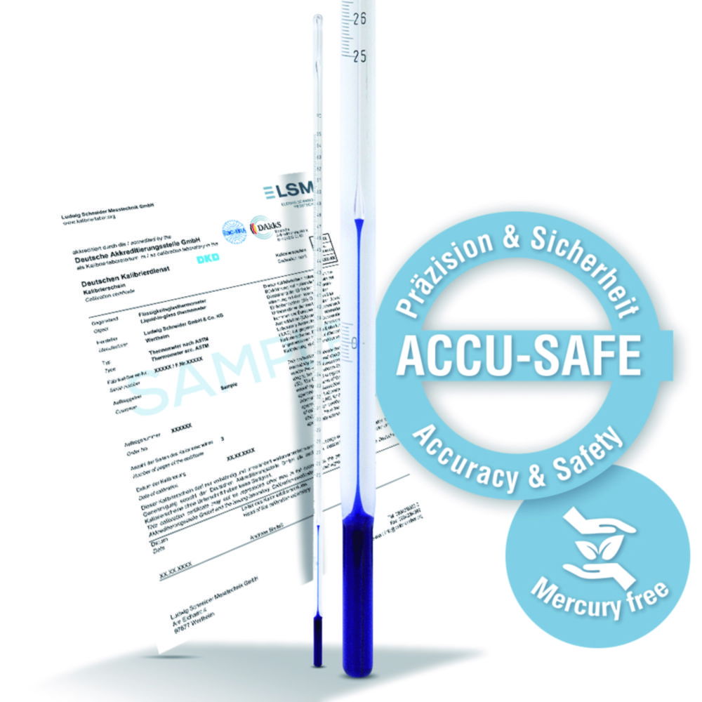 ASTM Thermometer ACCU-SAFE, calibrated, stem type ASTM Thermometer ACCU-SAFE, calibrated, stem type