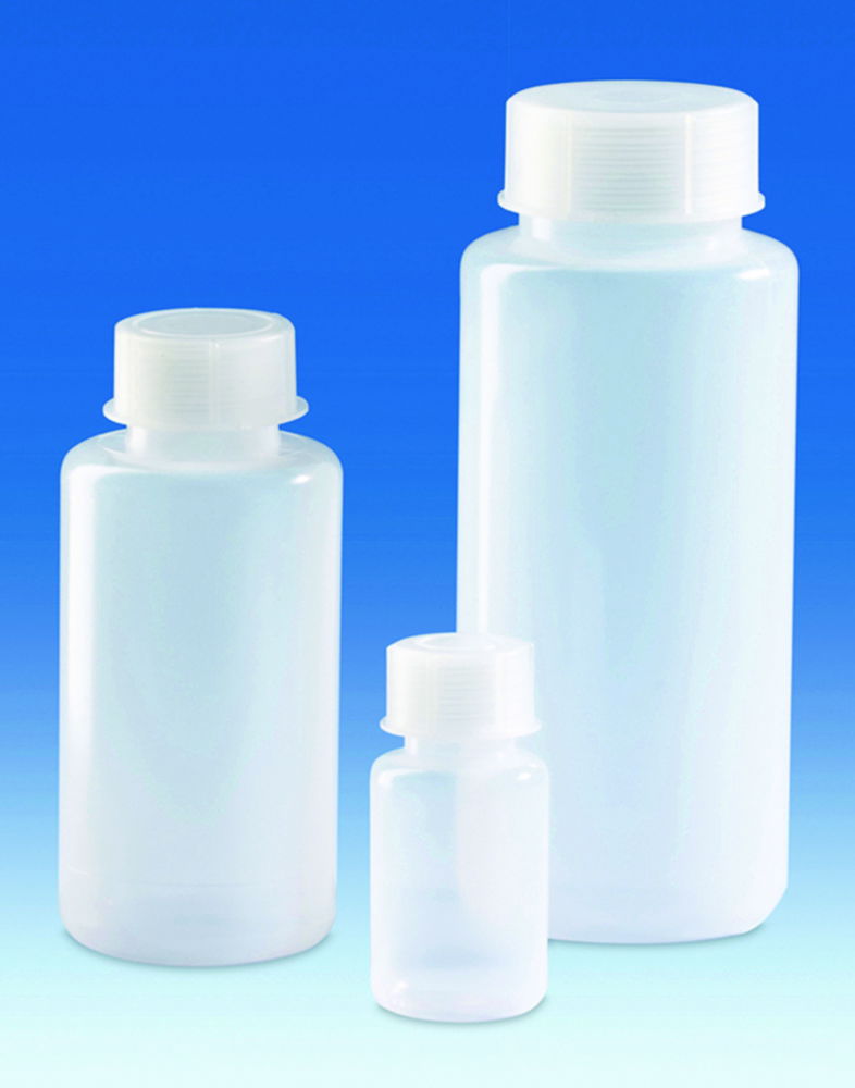 Wide-mouth bottles, LDPE, with screw cap, PP Wide-mouth bottles, LDPE, with screw cap, PP