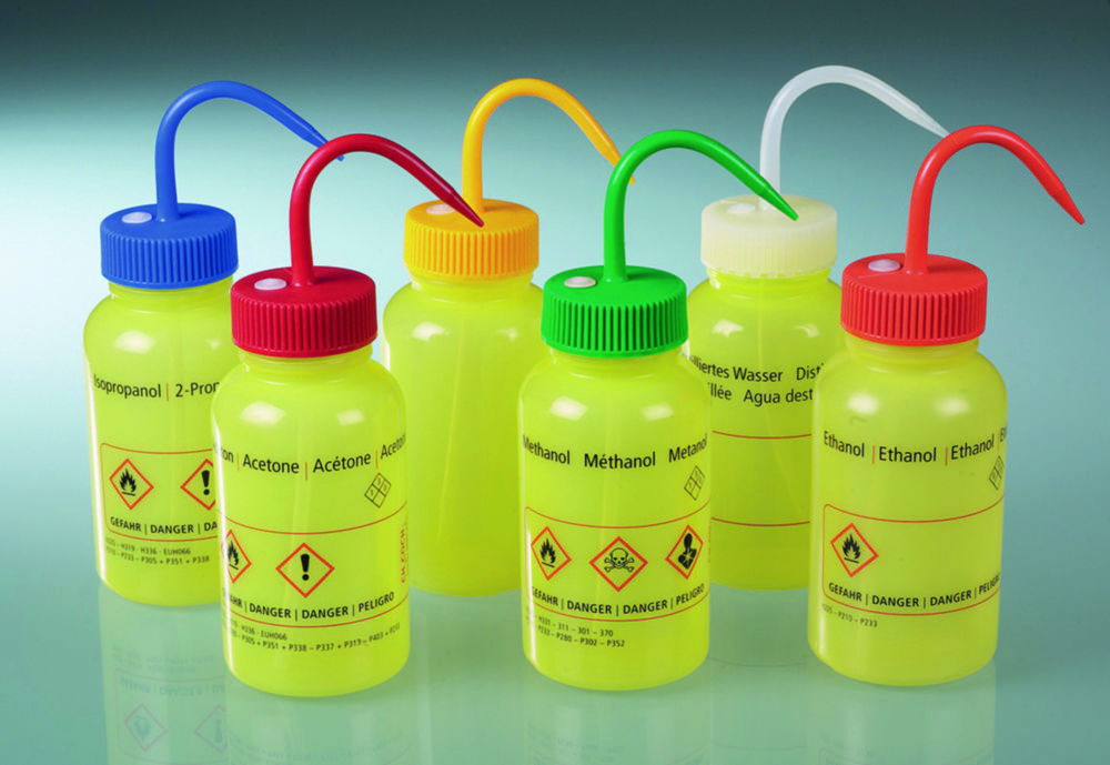 Wash bottles, with GHS imprint, LDPE Wash bottles, with GHS imprint, LDPE