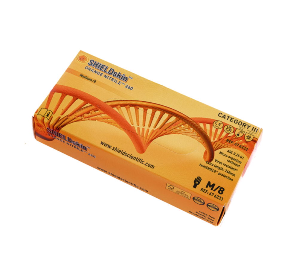 Disposable Gloves SHIELDskin ORANGE NITRILE™ 260 Disposable Gloves SHIELDskin ORANGE NITRILE™ 260