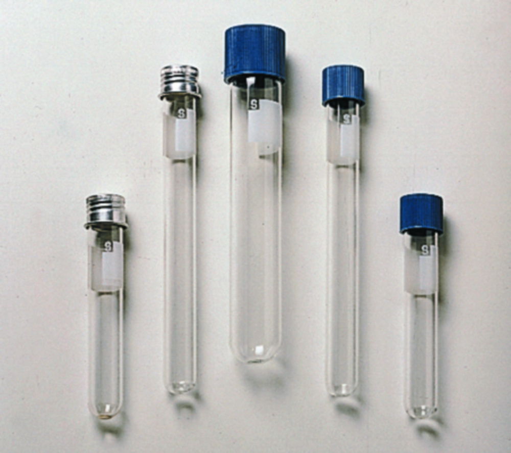 Culture tubes, Borosilicate glass 3.3, with aluminium screw cap Culture tubes, Borosilicate glass 3.3, with aluminium screw cap