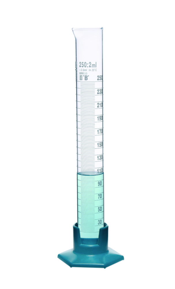 Measuring cylinders, Borosilicate glass 3.3, tall form, class B, white graduation Measuring cylinders, Borosilicate glass 3.3, tall form, class B, white graduation