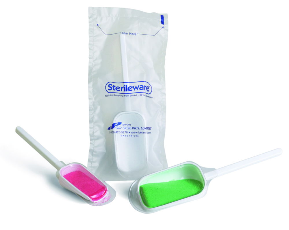 Sampling scoops with lid, PS, sterile, double bagged Sampling scoops with lid, PS, sterile, double bagged
