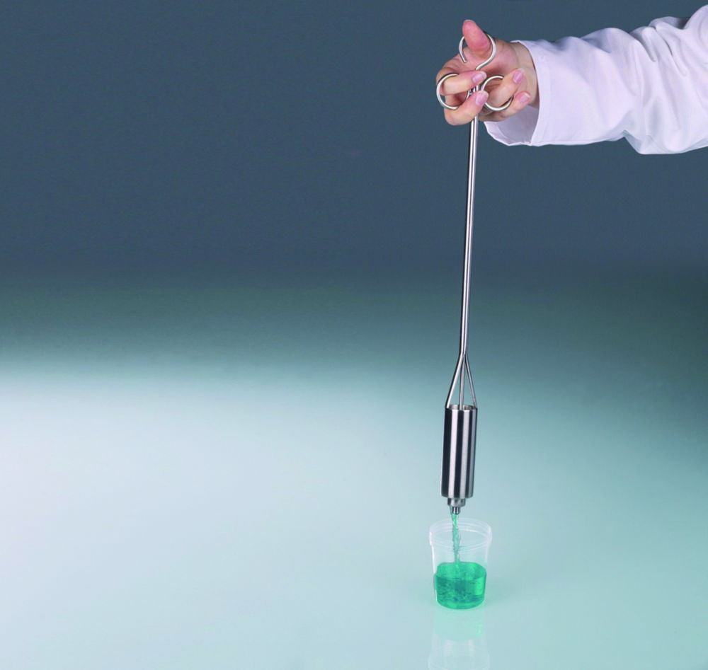 Liquid-Sampler, single hand operation, stainless steel V4A (1.4404), open with thumb Liquid-Sampler, single hand operation, stainless steel V4A (1.4404), open with thumb