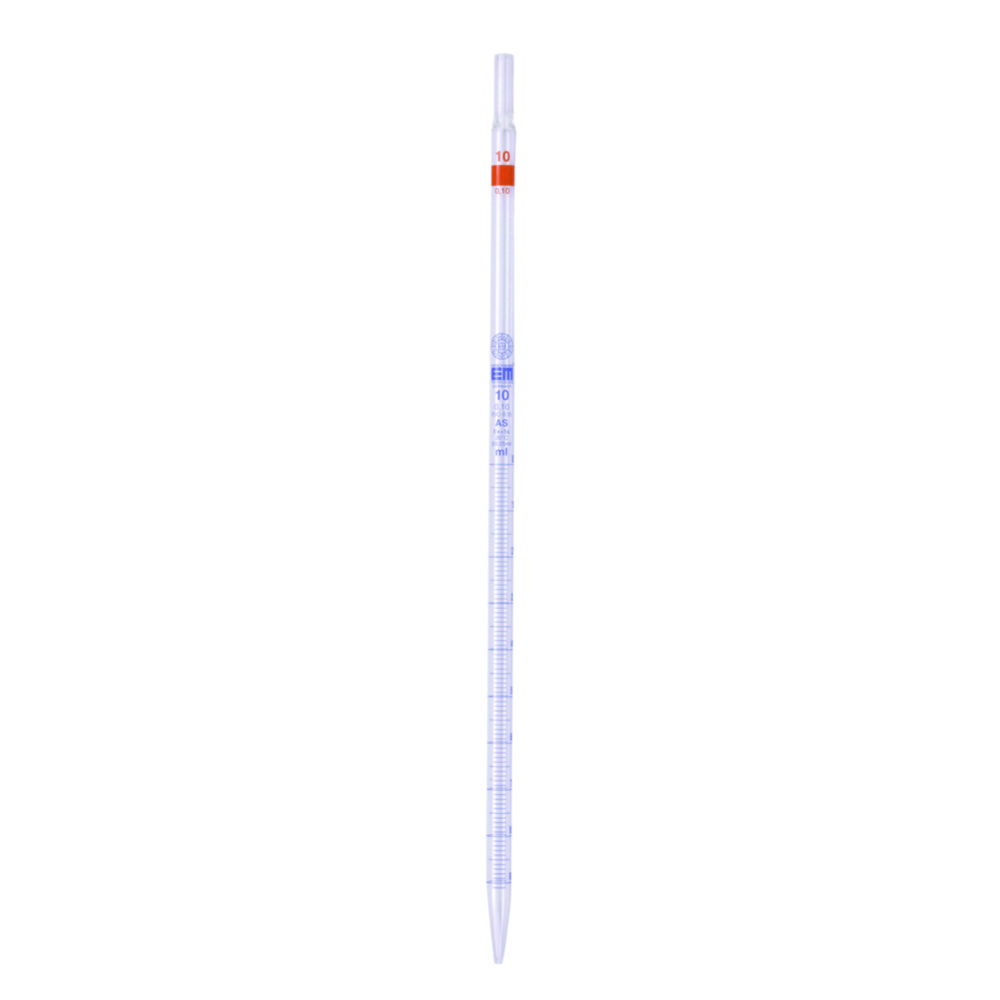 Graduated pipettes, Soda-lime glass, class AS, blue graduation, type 3 Graduated pipettes, Soda-lime glass, class AS, blue graduation, type 3