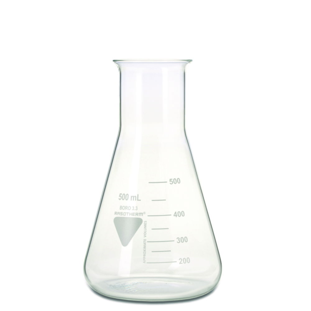Erlenmeyer flasks, Borosilicate glass 3.3, wide neck Erlenmeyer flasks, Borosilicate glass 3.3, wide neck
