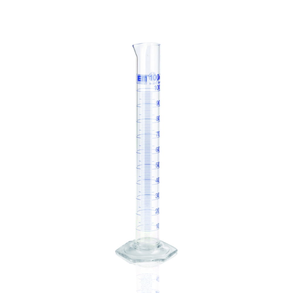 Measuring Cylinder, DURAN®, class A, Blue Graduation, USP Measuring Cylinder, DURAN®, class A, Blue Graduation, USP
