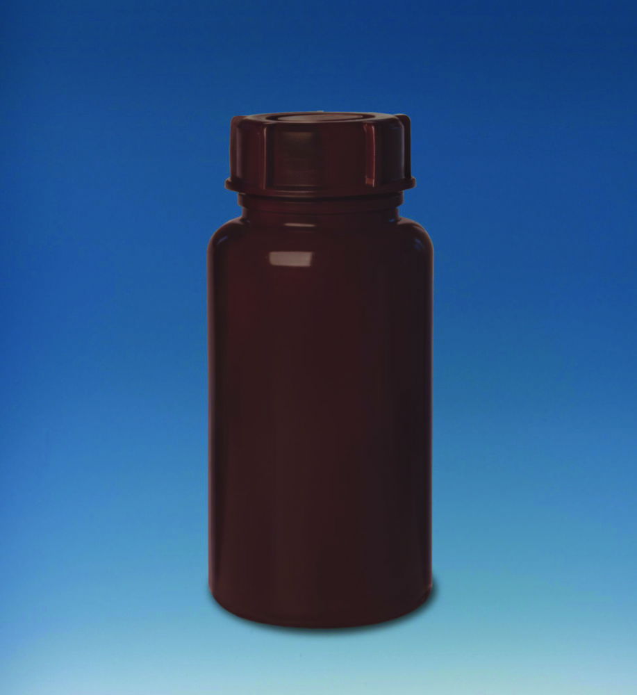 Wide-mouth bottles, with screw cap, LDPE, amber Wide-mouth bottles, with screw cap, LDPE, amber