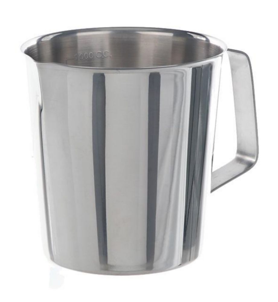 Measuring jugs with handle, stainless steel, conical shape Measuring jugs with handle, stainless steel, conical shape