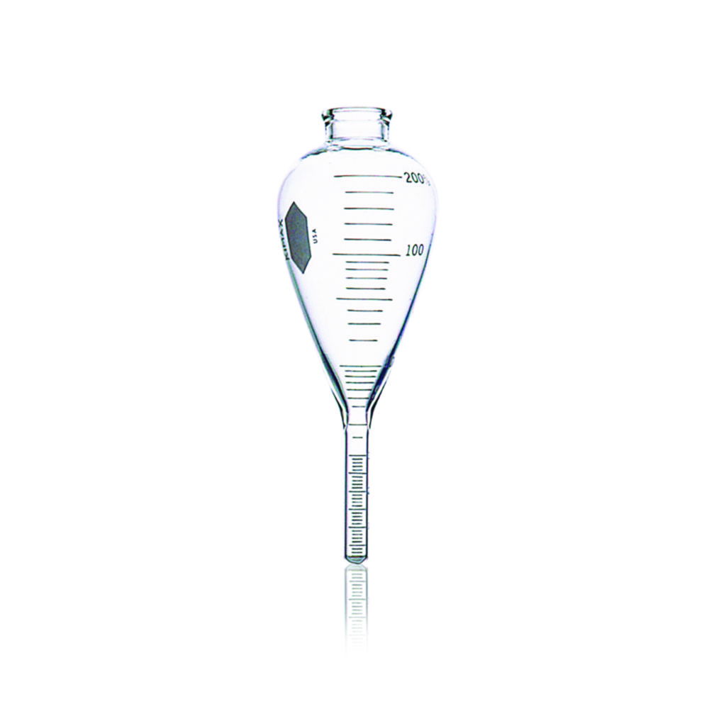 ASTM centrifuge tubes, pear-shaped, with conical base, boro 3.3, 200 % ASTM centrifuge tubes, pear-shaped, with conical base, boro 3.3, 200 %