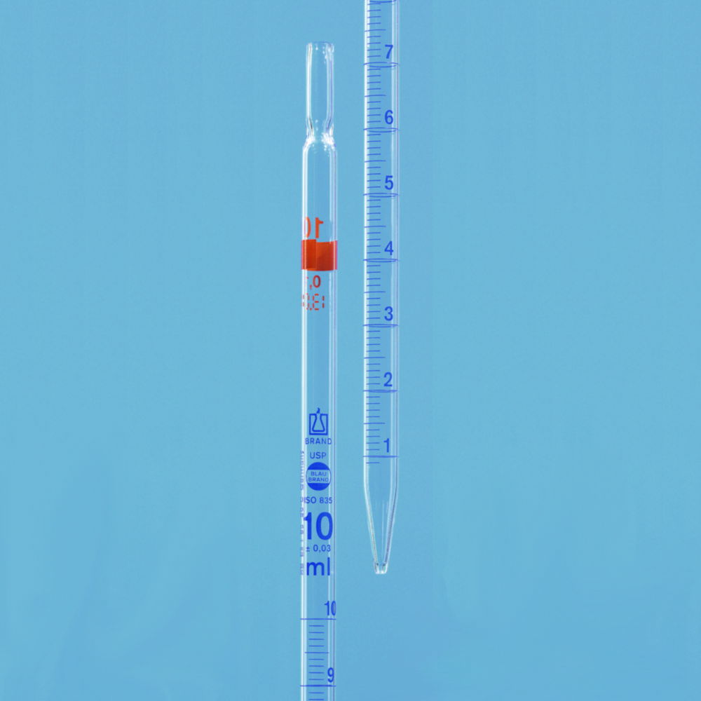 Graduated pipettes, USP, AR-glass®, class AS, blue graduation, type 2 Graduated pipettes, USP, AR-glass®, class AS, blue graduation, type 2