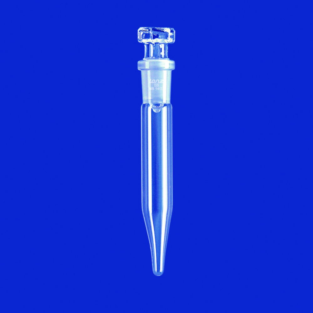 Test tubes with NS joint, with conical bottom, DURAN® tubing, with hexagonal glass stopper Test tubes with NS joint, with conical bottom, DURAN® tubing, with hexagonal glass stopper