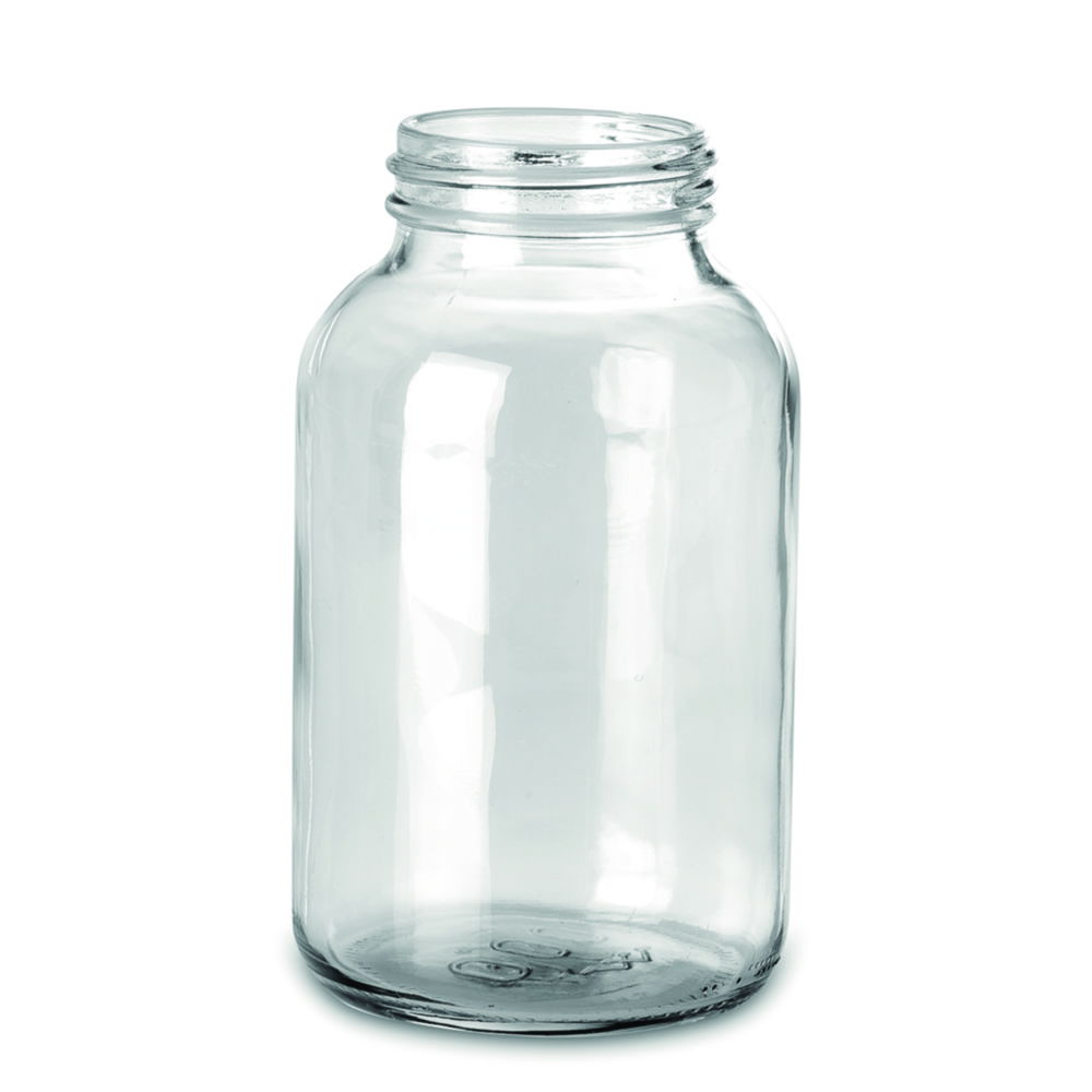 Wide-mouth bottles without closure, soda-lime glass Wide-mouth bottles without closure, soda-lime glass