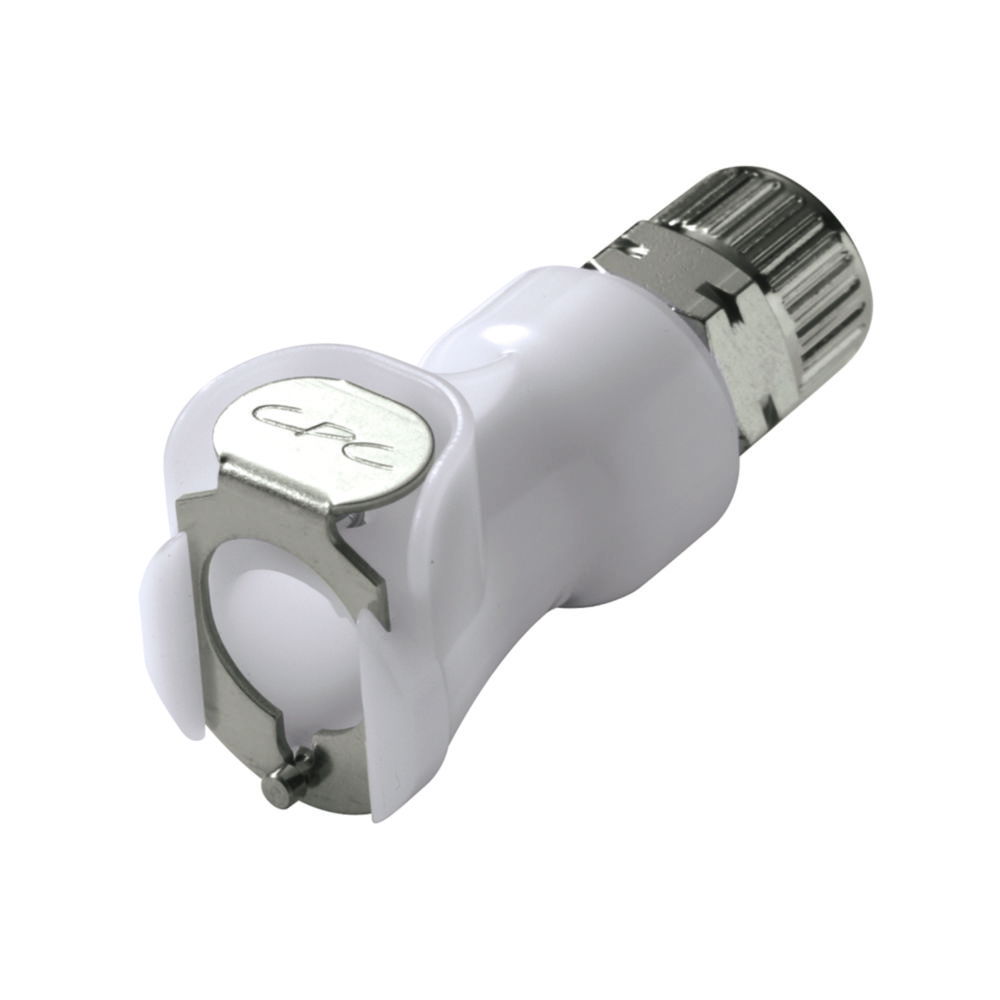 Quick-lock couplings with valve, PLC Series, Acetal