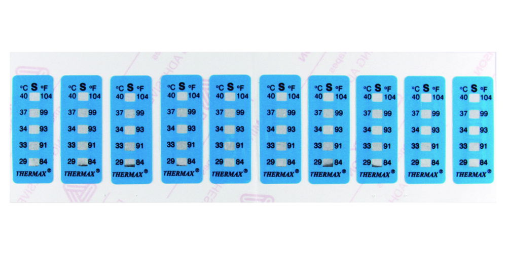 5-step irreversible temperature strips Thermax® 5-step irreversible temperature strips Thermax®