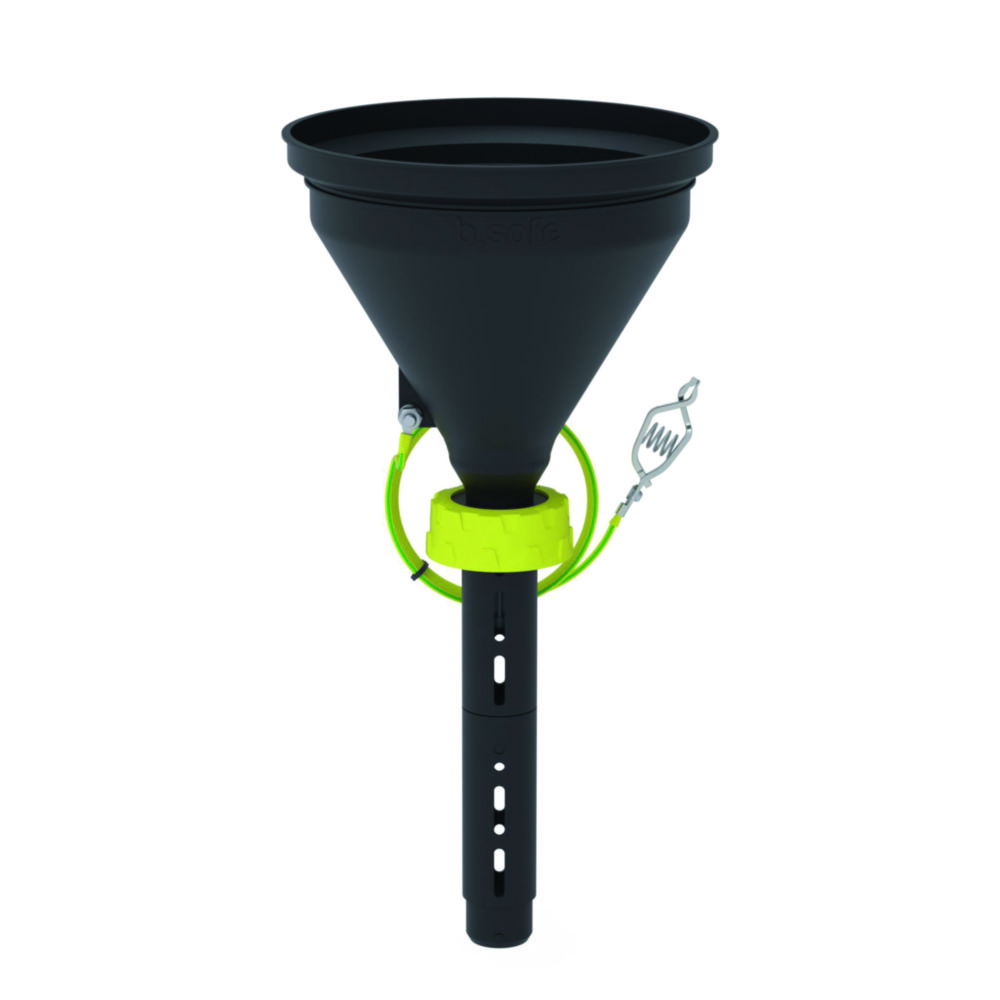 Safety funnels 180, PE-EX, electrostatic conductive, with ball valve Safety funnels 180, PE-EX, electrostatic conductive, with ball valve