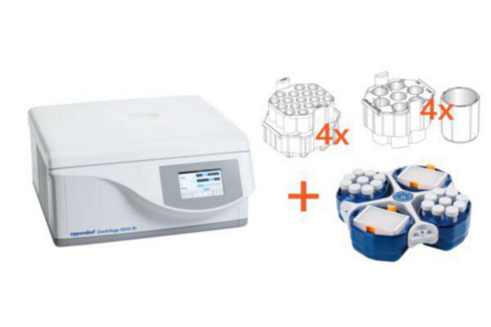 Benchtop centrifuges 5910 Ri (IVD) with rotor S-4xUniversal, incl. universal buckets, adapters for tubes and bottles up to 250 ml and plates Benchtop centrifuges 5910 Ri (IVD) with rotor S-4xUniversal, incl. universal buckets, adapters for tubes and bottles up to 250 ml and plates
