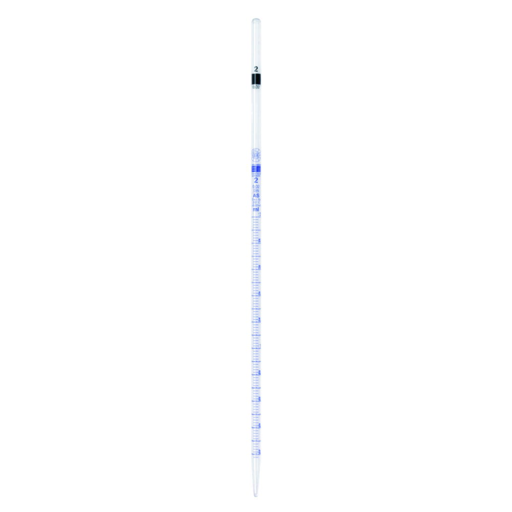 Graduated pipettes, Soda-lime glass, class AS, blue graduation, type 2 Graduated pipettes, Soda-lime glass, class AS, blue graduation, type 2