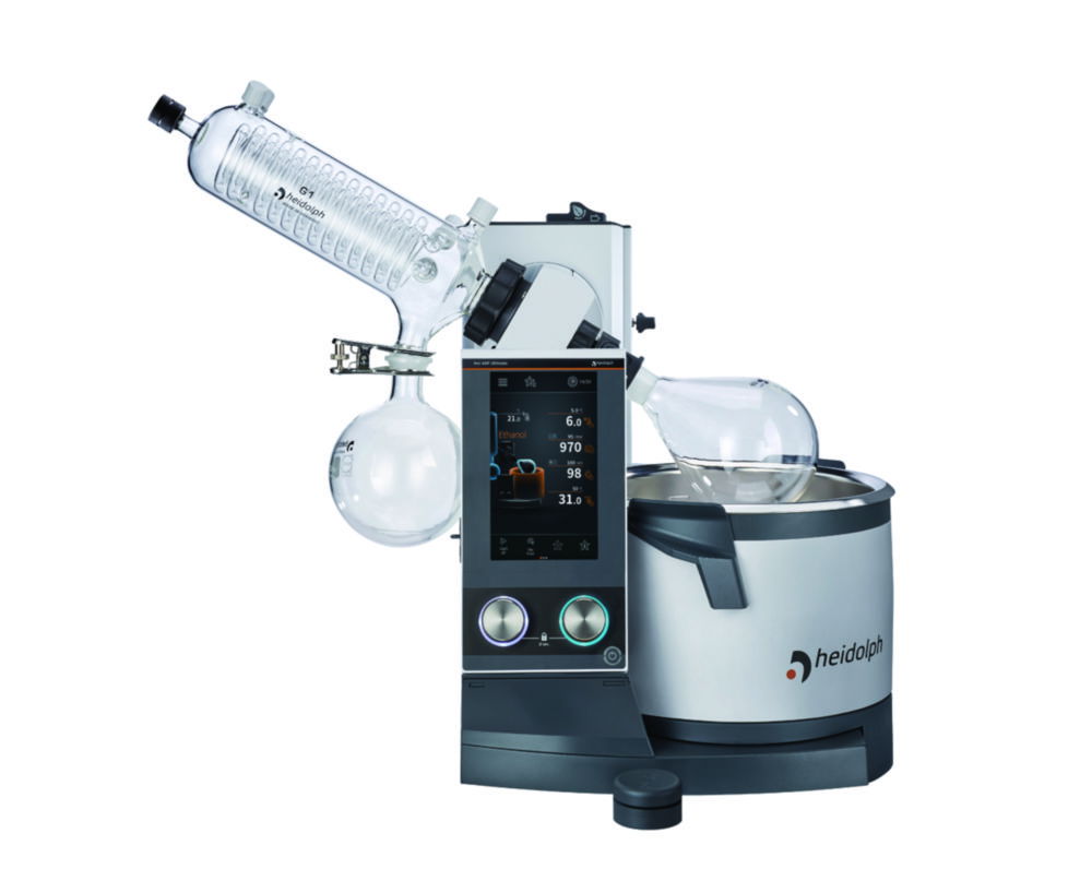 Rotary Evaporators Hei-VAP Ultimate Control, with hand lift, angled condenser Rotary Evaporators Hei-VAP Ultimate Control, with hand lift, angled condenser