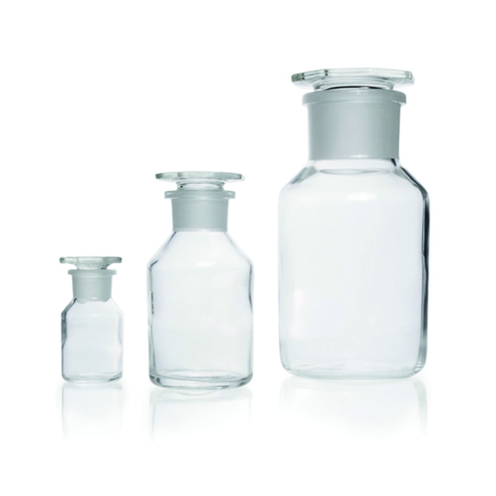 Wide-mouth reagent bottles, soda-lime glass Wide-mouth reagent bottles, soda-lime glass