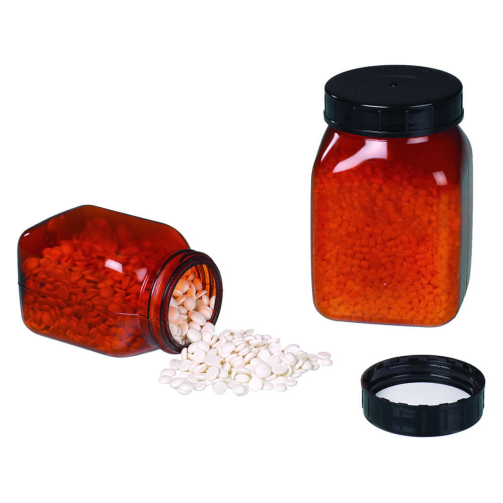 Square wide-mouth containers, PVC, amber Square wide-mouth containers, PVC, amber