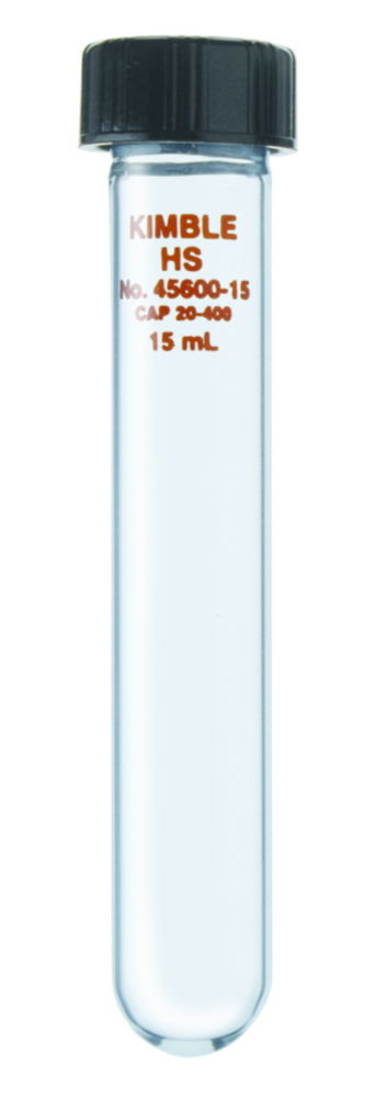 High speed centrifuge tube, borosilicate glass, with screw cap High speed centrifuge tube, borosilicate glass, with screw cap