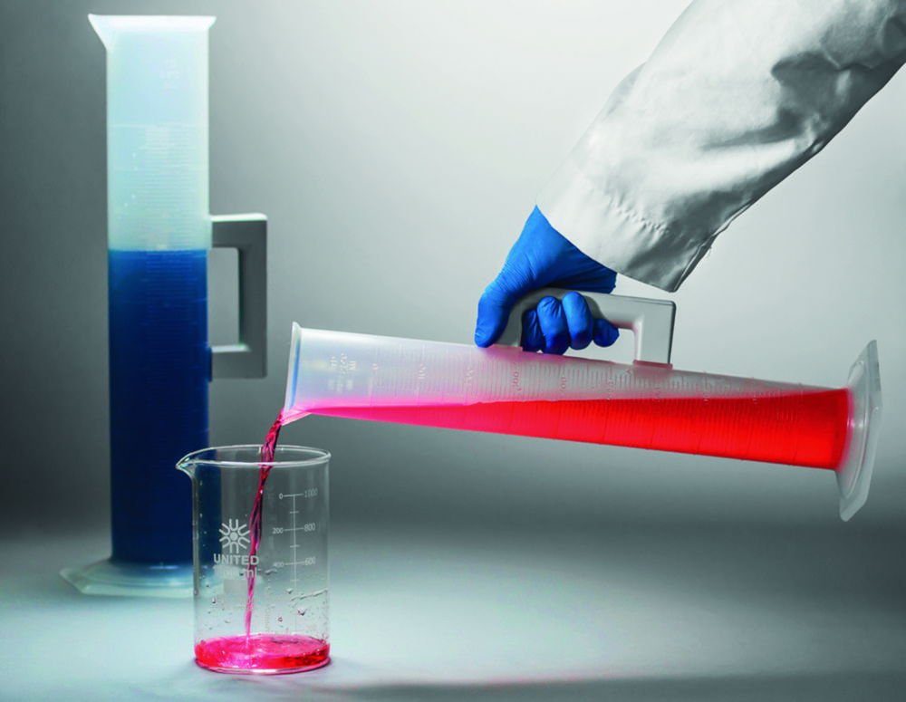 Measuring cylinders, PP, with handle, moulded graduations Measuring cylinders, PP, with handle, moulded graduations